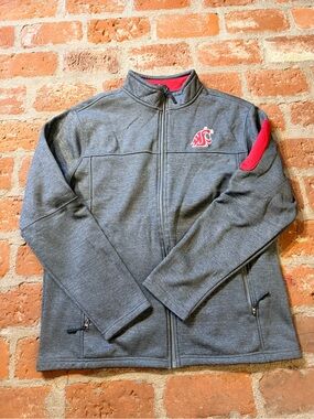 WASHINGTON STATE COUGARS Colosseum Mens Zip Up WSU JACKET Gray Red XL